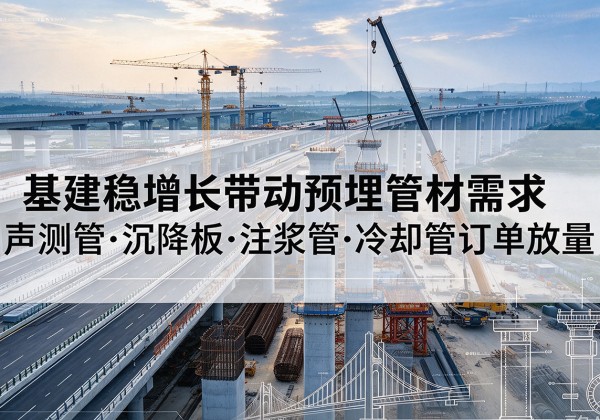 三水基建稳增长带动预埋监测管材需求，声测管、沉降板、注浆管订单持续放量
